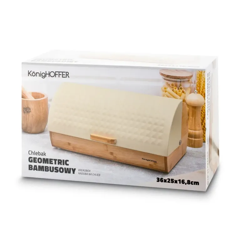 KONIGHOFFER GEOMETRIC CHLEBAK BAMBUSOWY BEŻOWY 36X25X17 CM