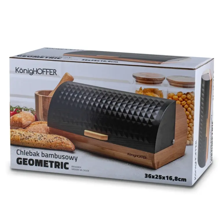 KONIGHOFFER GEOMETRIC CHLEBAK BAMBUSOWY CZARNY 36X25X16,8CM