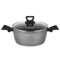 KonigHOFFER GRIGIO Garnek z pokrywką 3,9 l / 24 cm / powłoka marmurowa / indukcja