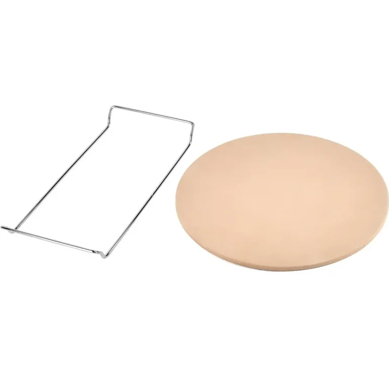 KONIGHOFFER Kamień do pieczenia pizzy 33 cm ze stojakiem + nóż do pizzy / kamień + stal nierdzewna
