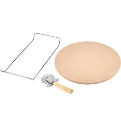 KONIGHOFFER Kamień do pieczenia pizzy 33 cm ze stojakiem + nóż do pizzy / kamień + stal nierdzewna