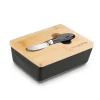 KONIGHOFFER MASELNICZKA PORCELANOWA NBC Z POKRYWKĄ I NOŻYKIEM 15,8X11X6 CM CZARNA