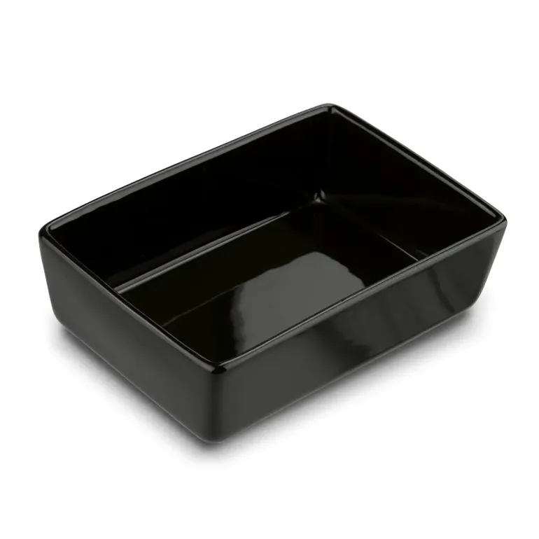 KONIGHOFFER MASELNICZKA PORCELANOWA NBC Z POKRYWKĄ I NOŻYKIEM 15,8X11X6 CM CZARNA