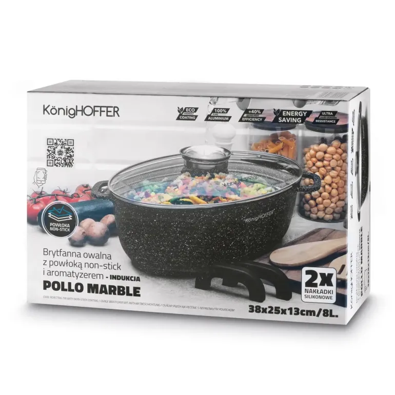 KONIGHOFFER POLLO BRYTFANNA Z AROMATYZEREM 8 L OWALNA / ALUMINIUM