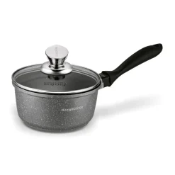 KONIGHOFFER POLLO GREY Zestaw garnków z pokrywkami 8 el + 2 nakładki na uchwyty / indukcja / szary nakrapiany