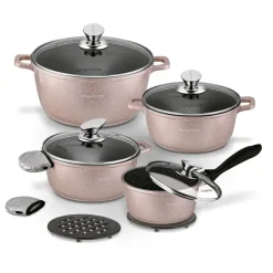 KONIGHOFFER POLLO ROSE GOLD Zestaw garnków z pokrywkami 8 el + 2 nakładki na uchwyty / indukcja