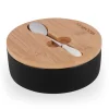 KONIGHOFFER Porcelanowa cukiernica z bambusową pokrywą + łyżeczka / czarna / 350 ml