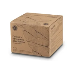 KONIGHOFFER Porcelanowa cukiernica 350 ml z bambusową pokrywką + łyżeczka / czarna