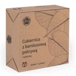 KONIGHOFFER Porcelanowa cukiernica z bambusową pokrywą + łyżeczka / szara / 350 ml