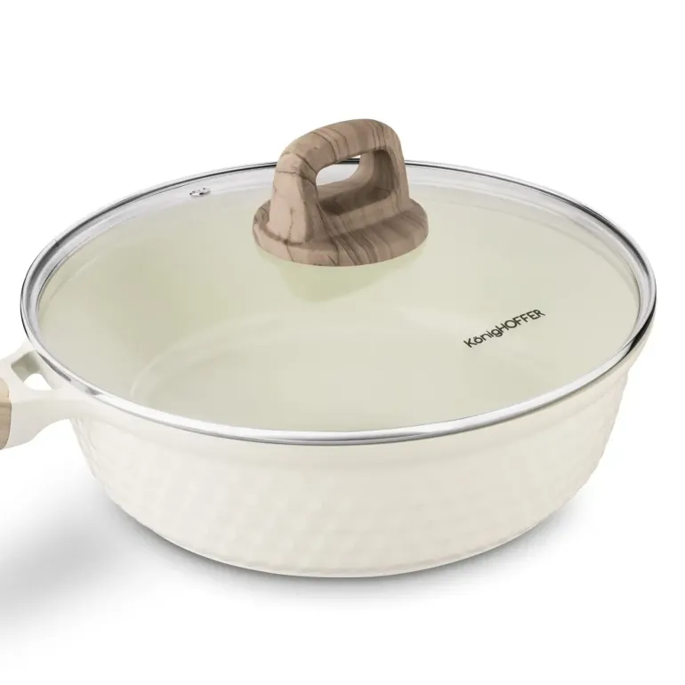 KONIGHOFFER ROSTI PATELNIA 28 CM Z POKRYWKĄ KREMOWA / INDUKCJA