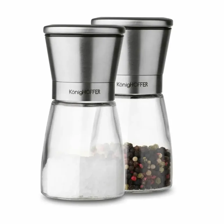 KONIGHOFFER THOR ZESTAW MŁYNKÓW RĘCZNYCH DO SOLI I PIEPRZU 170 ML SREBRNE