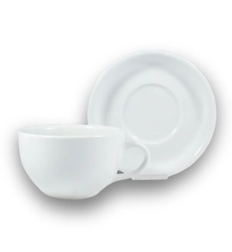 LUBIANA AMERYKA 0107 Filiżanka 350 ml ze spodkiem 16,5 cm - 12 sztuk / porcelana biała