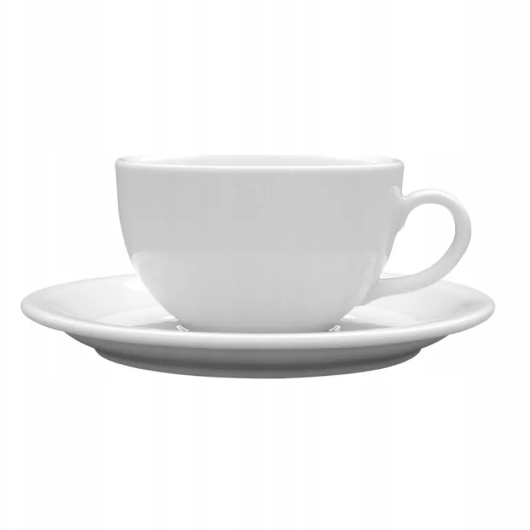 LUBIANA AMERYKA 0107 Filiżanka 350 ml ze spodkiem 16,5 cm - 6 sztuk / porcelana biała