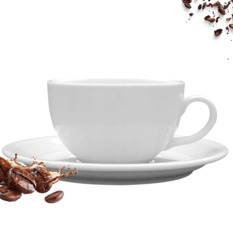 LUBIANA AMERYKA 0107 Filiżanka 350 ml ze spodkiem 16,5 cm - 6 sztuk / porcelana biała