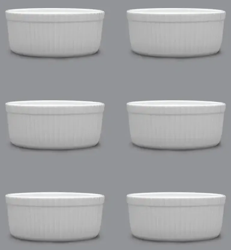 LUBIANA AMERYKA 6 x Czarka / salaterka z relifem ø 11,5 cm / porcelana