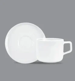 LUBIANA ANKARA Filiżanka do espresso 100 ml ze spodkiem 12 cm x 6 sztuk | biała porcelana luz