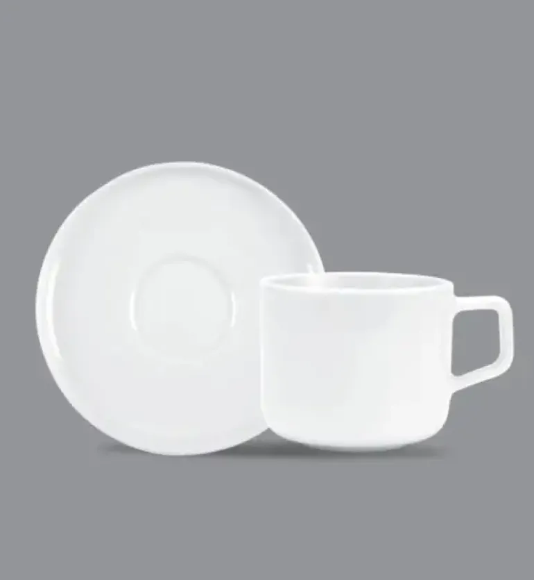 LUBIANA ANKARA Filiżanka do espresso 100 ml ze spodkiem 12 cm x 12 sztuk | biała porcelana luz