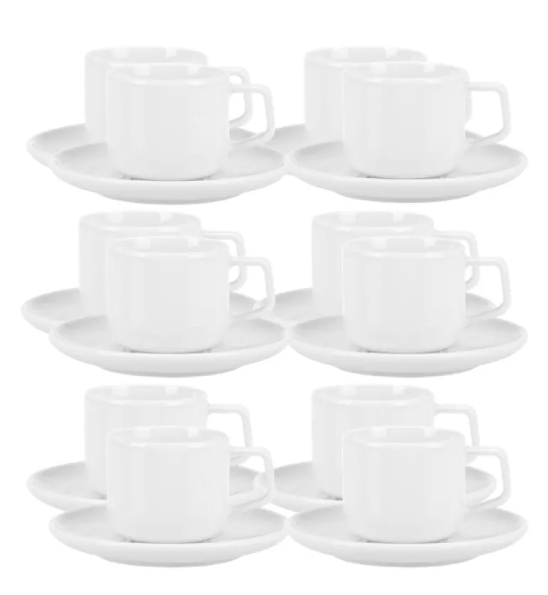 LUBIANA ANKARA Filiżanka do espresso 100 ml ze spodkiem 12 cm x 12 sztuk | biała porcelana luz