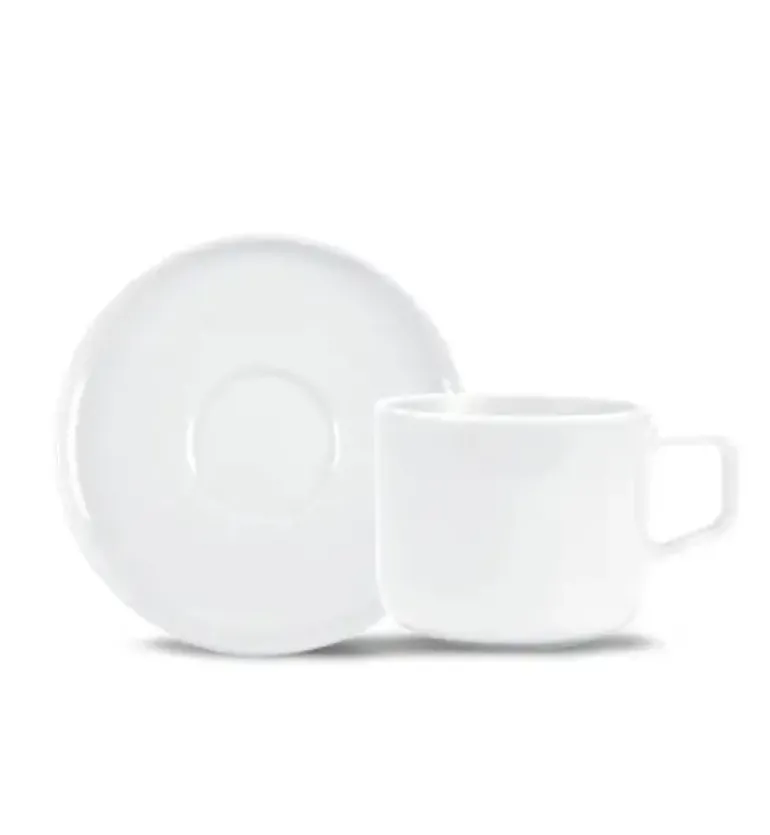LUBIANA ANKARA Filiżanka 250 ml ze spodkiem 15 cm | biała porcelana luz