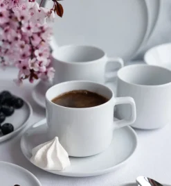 LUBIANA ANKARA | Serwis obiadowo - kawowy 42 el dla 6 osób | biała porcelana