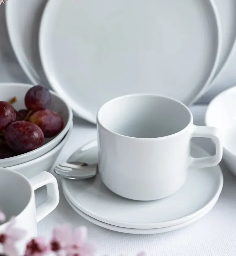 LUBIANA ANKARA | Serwis obiadowo - kawowy 144 el dla 24 osób | biała porcelana