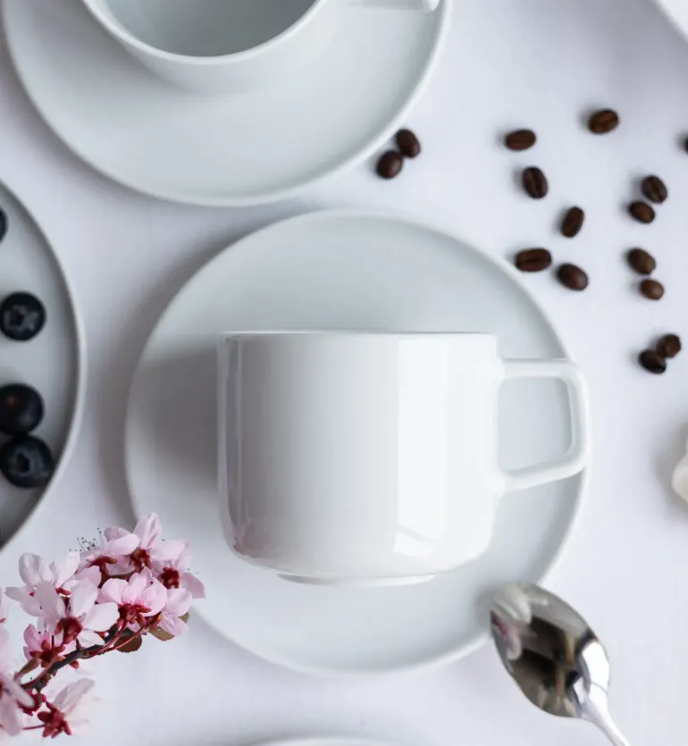 LUBIANA ANKARA | Serwis obiadowo - kawowy 72 el dla 12 osób | biała porcelana
