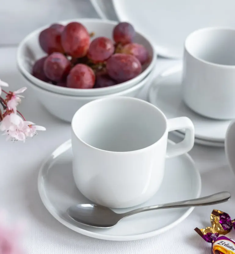 LUBIANA ANKARA | Serwis obiadowo - kawowy 72 el dla 12 osób | biała porcelana
