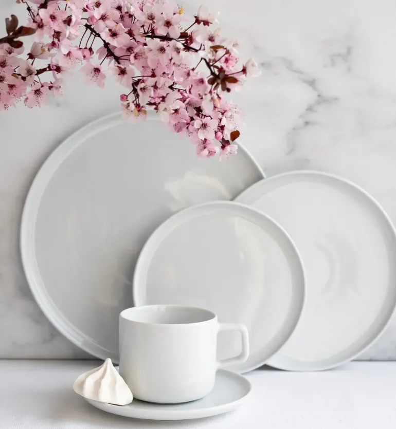 LUBIANA ANKARA | Serwis obiadowo - kawowy 72 el dla 12 osób | biała porcelana