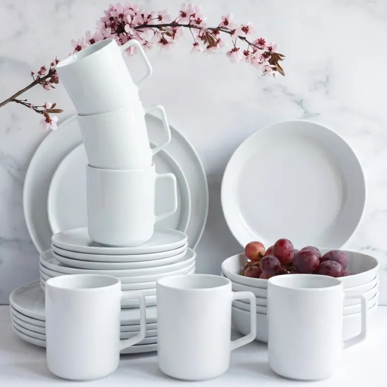 LUBIANA ANKARA | Serwis obiadowo - kawowy 126 el dla 18 osób | biała porcelana