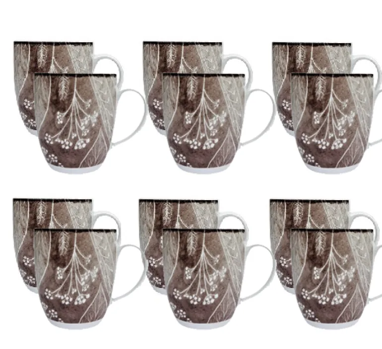 LUBIANA BOSS KERAJET DIGITAL PRINTING | 9075B KJ LIŚCIE | 12x Kubek 380 ml | brązowy