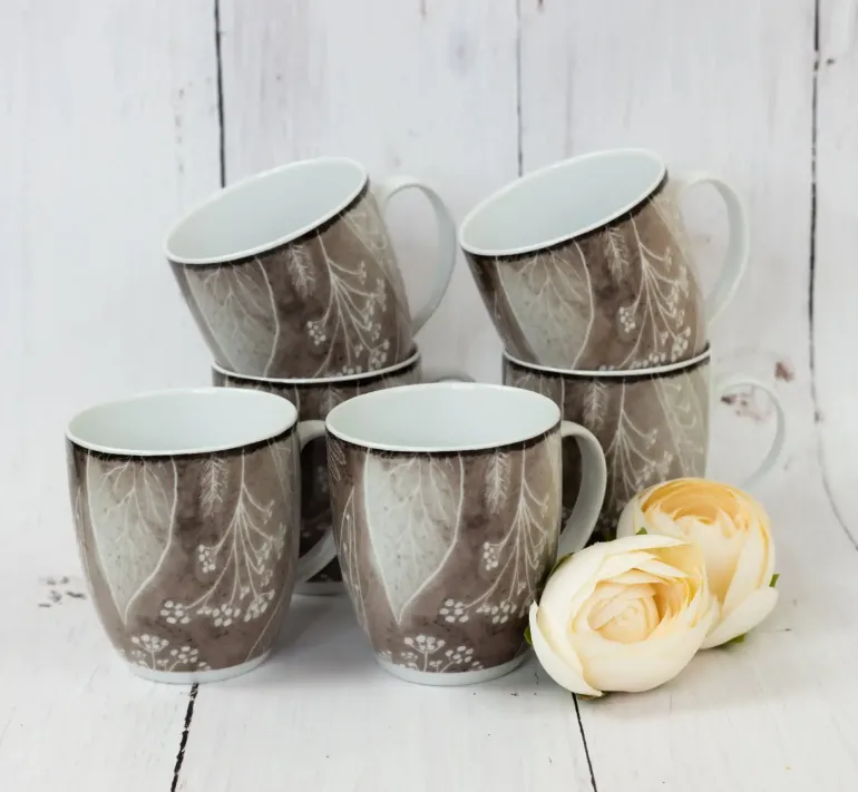LUBIANA BOSS KERAJET DIGITAL PRINTING | 9075B KJ LIŚCIE | 12x Kubek 380 ml | brązowy