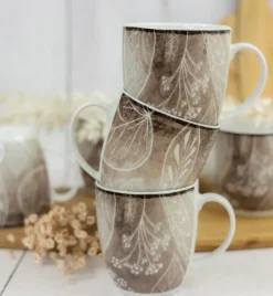 LUBIANA BOSS KERAJET DIGITAL PRINTING | 9075B KJ LIŚCIE | 12x Kubek 380 ml | brązowy