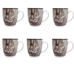 LUBIANA BOSS KERAJET DIGITAL PRINTING | 9075B KJ LIŚCIE | 6x Kubek 380 ml | brązowy