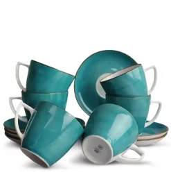 LUBIANA BOSS 6630L Komplet Filiżanka 350 ml + spodek / 6 os / 12 el / morski / porcelana ręcznie malowana