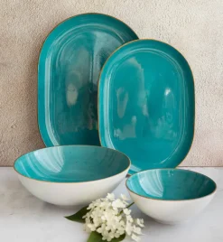 LUBIANA BOSS 6630L Serwis obiadowy 104 el / 24 osoby / morski / porcelana ręcznie malowana