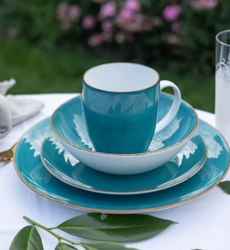 LUBIANA BOSS 6630L Serwis obiadowy 48 el / 12 osób / morski / porcelana ręcznie malowana
