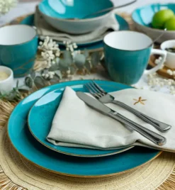 LUBIANA BOSS 6630L Serwis obiadowo - kawowy 30 el / 6 osób / morski / porcelana ręcznie malowana