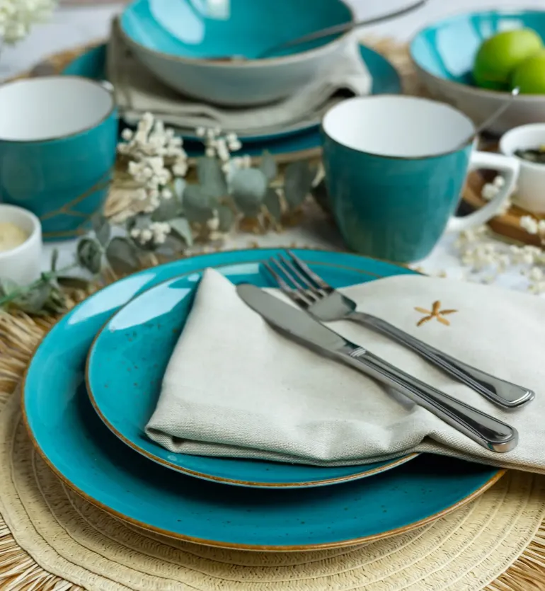 LUBIANA BOSS 6630L Serwis obiadowo - kawowy 30 el / 6 osób / morski / porcelana ręcznie malowana