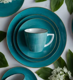 LUBIANA BOSS 6630L Serwis obiadowo - kawowy 30 el / 6 osób / morski / porcelana ręcznie malowana