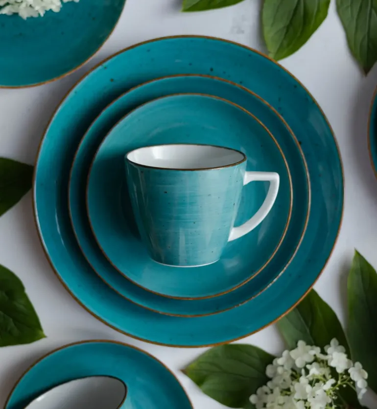 LUBIANA BOSS 6630L Serwis obiadowo - kawowy 30 el / 6 osób / morski / porcelana ręcznie malowana