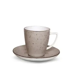 LUBIANA BOSS 6630T Filiżanka 200 ml + spodek / brązowa / porcelana ręcznie malowana