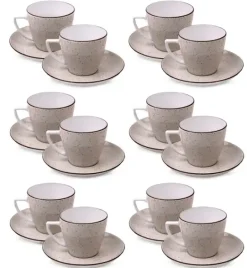 LUBIANA BOSS 6630T Komplet Filiżanka 350 ml + spodek / 12 os / 24 el / brązowa / porcelana ręcznie malowana