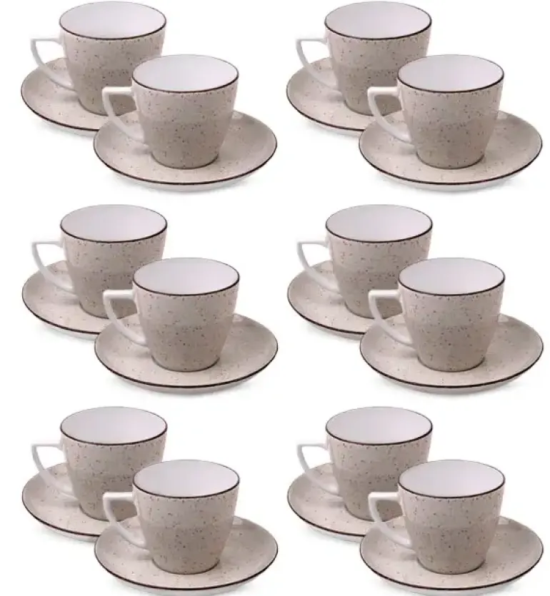 LUBIANA BOSS 6630T Komplet Filiżanka 350 ml + spodek / 12 os / 24 el / brązowa / porcelana ręcznie malowana
