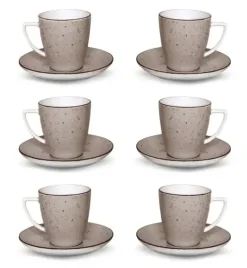 LUBIANA BOSS 6630T Komplet Filiżanka 200 ml + spodek / 6 os / 12 el / brązowa / porcelana ręcznie malowana