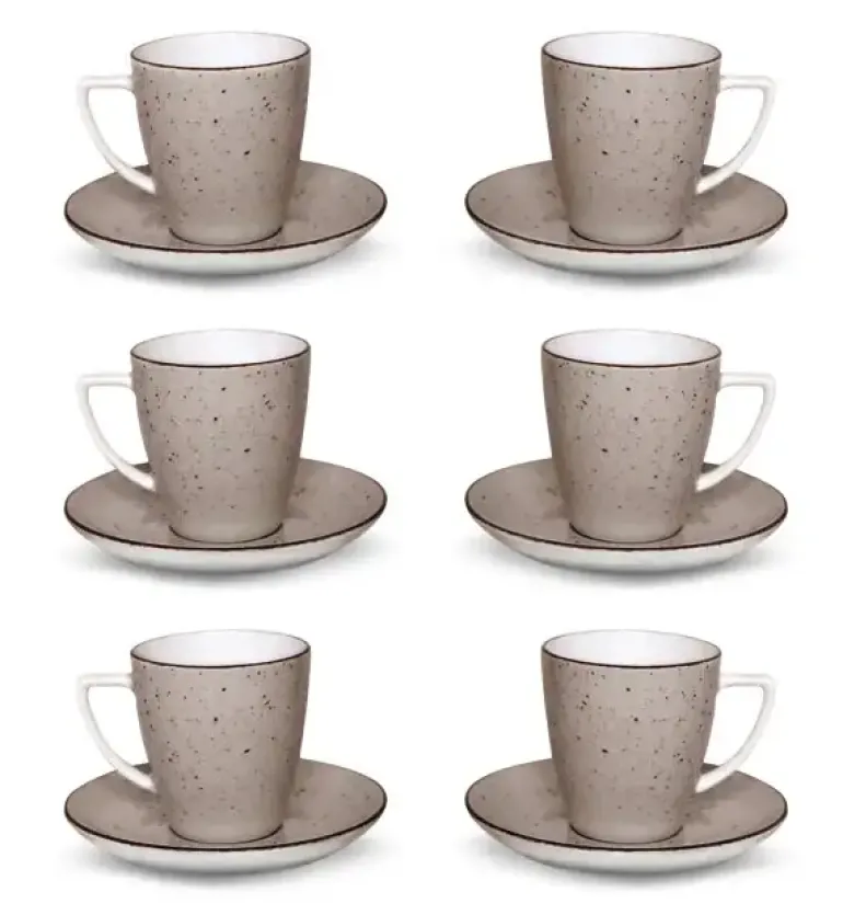 LUBIANA BOSS 6630T Komplet Filiżanka 200 ml + spodek / 6 os / 12 el / brązowa / porcelana ręcznie malowana