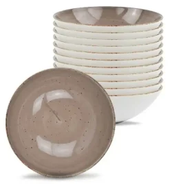LUBIANA BOSS 6630T Komplet Talerze głębokie 18 cm / 12 os / 12 el / brązowy / porcelana ręcznie malowana