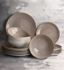 LUBIANA BOSS 6630T Serwis obiadowy 72 el / 24 osoby / brązowy / porcelana ręcznie malowana