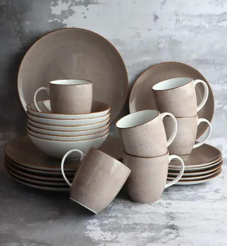 LUBIANA BOSS 6630T Serwis obiadowy 76 el / 18 osób / brązowy / porcelana ręcznie malowana
