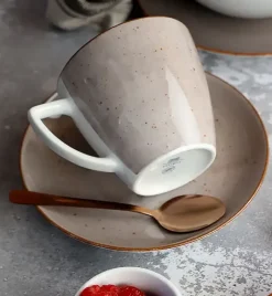LUBIANA BOSS 6630T Serwis obiadowo - kawowy 112 el / 18 osób / brązowy / porcelana ręcznie malowana