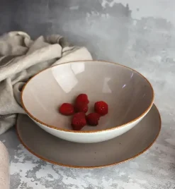 LUBIANA BOSS 6630T Serwis obiadowy 52 el / 12 osób / brązowy / porcelana ręcznie malowana